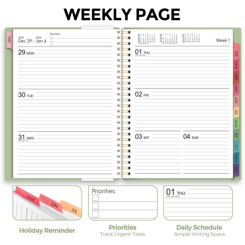 Skydue 2026 Planner, Weekly and Monthly Planner, January 2026 - December 2026, 8.5" x 11" Agenda Planner with Monthly Tabs, Goal Setting & Time Management Organizer for Women & Men - Image 3