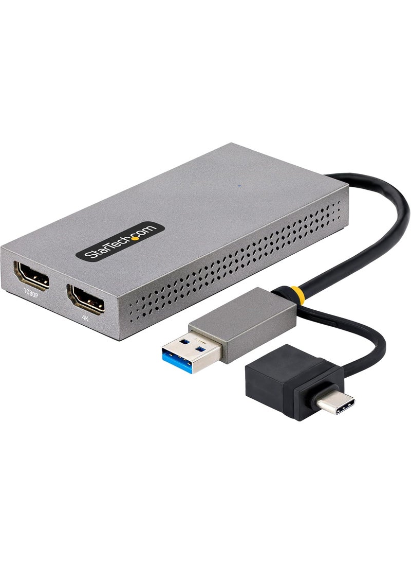StarTech USB to Dual HDMI Adapter USB AC to 2x HDMI Displays 1x 4K30 1x 1080p USB 30 to HDMI Converter 4in11cm Cable WinMac  - Image 1