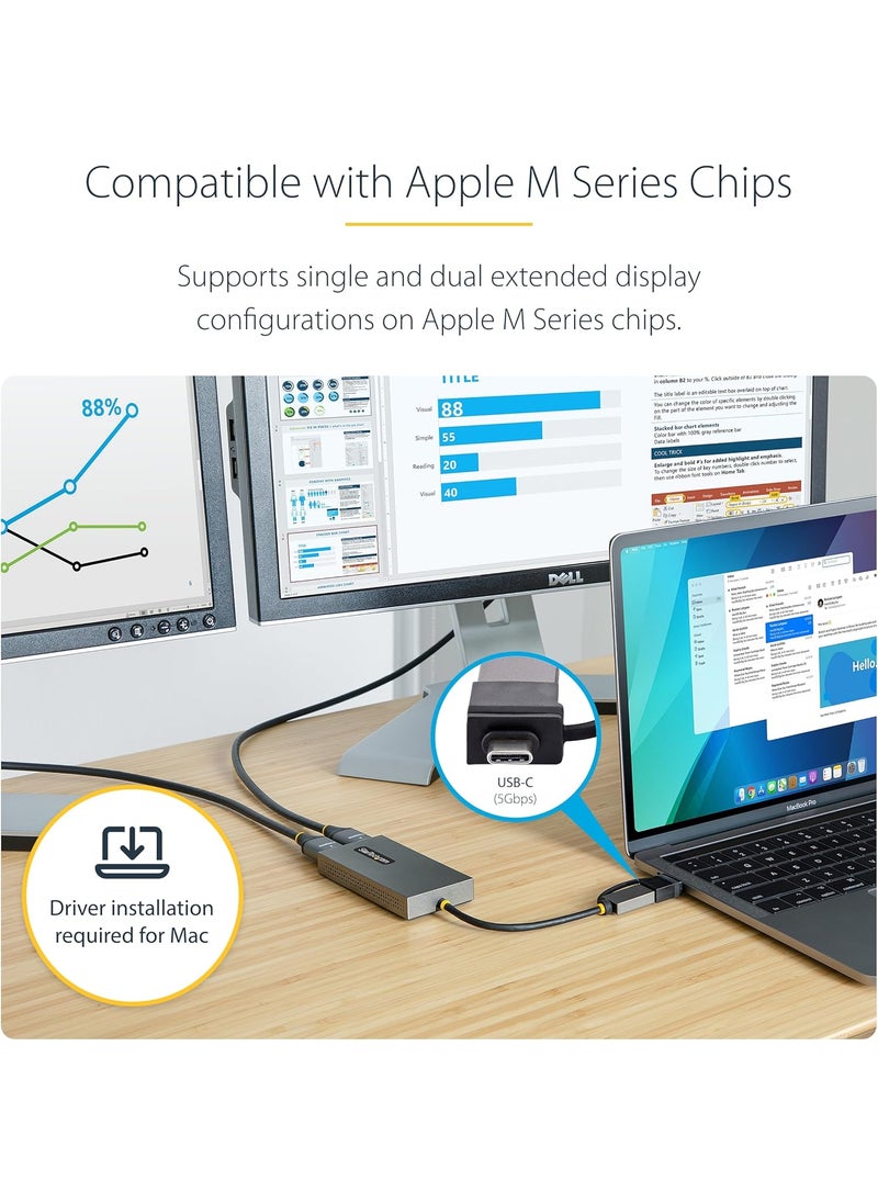 StarTech USB to Dual HDMI Adapter USB AC to 2x HDMI Displays 1x 4K30 1x 1080p USB 30 to HDMI Converter 4in11cm Cable WinMac  - Image 5