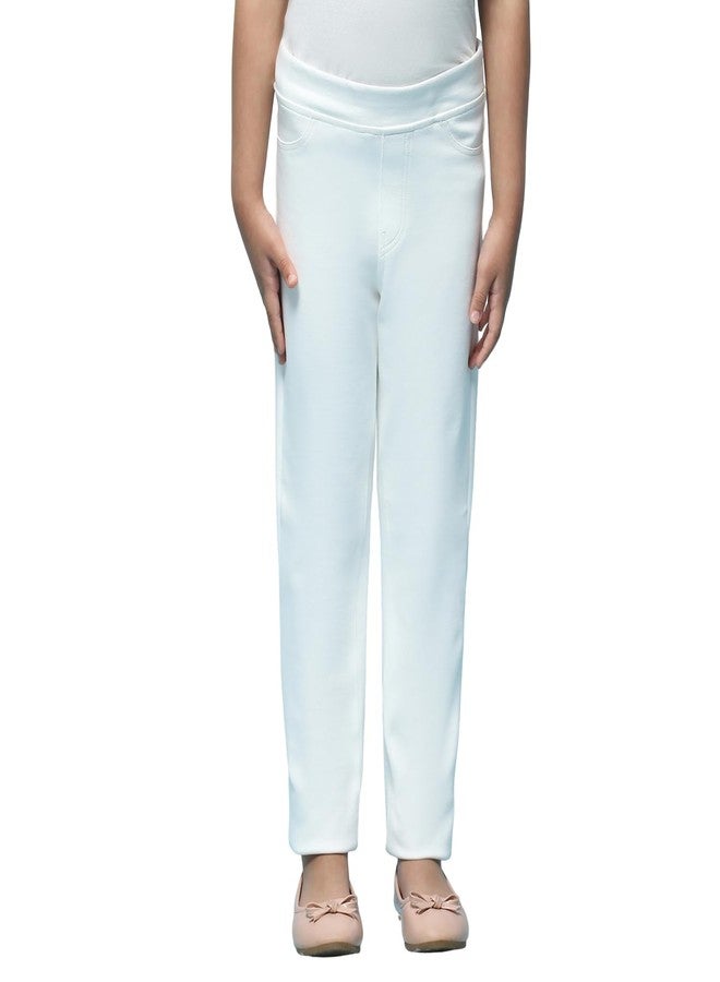 Biba Girl Mid Rise Regular Casual Pants (KWEVERYDAY ESSENTIALS4137EAW24OFF White, 6-7 Years) - Image 1