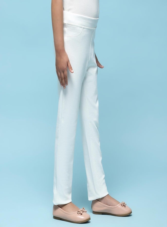 Biba Girl Mid Rise Regular Casual Pants (KWEVERYDAY ESSENTIALS4137EAW24OFF White, 6-7 Years) - Image 4