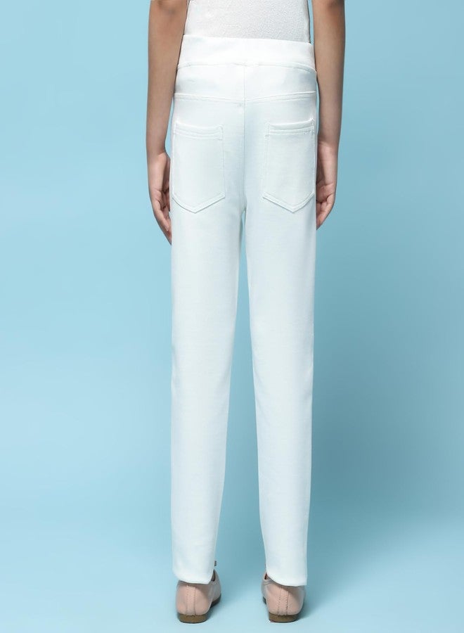 Biba Girl Mid Rise Regular Casual Pants (KWEVERYDAY ESSENTIALS4137EAW24OFF White, 6-7 Years) - Image 5