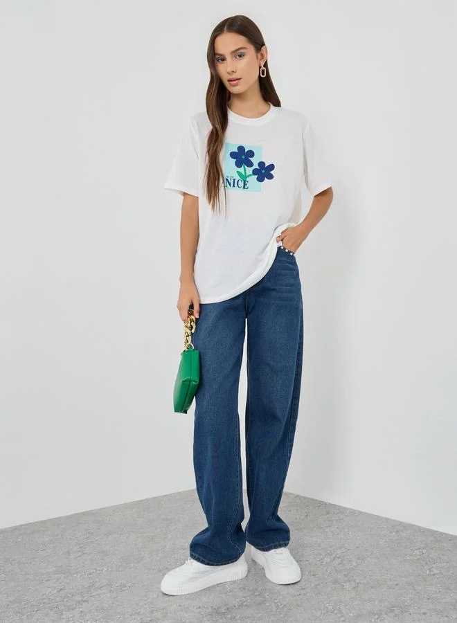 تايك تو Take Two Graphic Printed Regular Fit T-Shirt