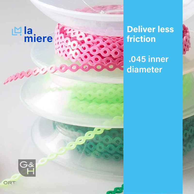 LA MIERE 1 Roll Orthodontic Rubber Chains, Braces Power Chains consisted force in closed, short, long 15''spools (closed, 0.113â€™â€™(2.5mm),Neon Pink) - Image 4