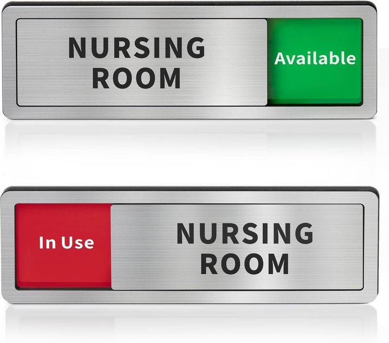 Abudada Nursing Room Door Sign with Slider, Do Not Disturb Privacy Office Sign, In Use/Available Acrylic Sliding Indicator for Business Hospital Home, Brushed Silver 8" x 2.6" - Image 1