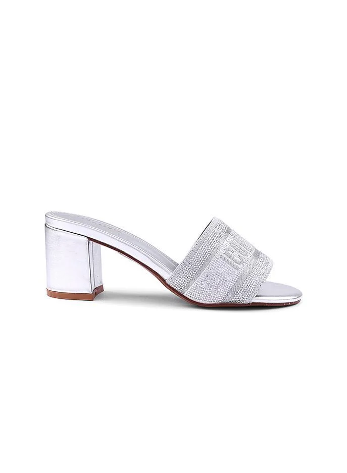 أيقون Embellished Strappy Heeled Mules