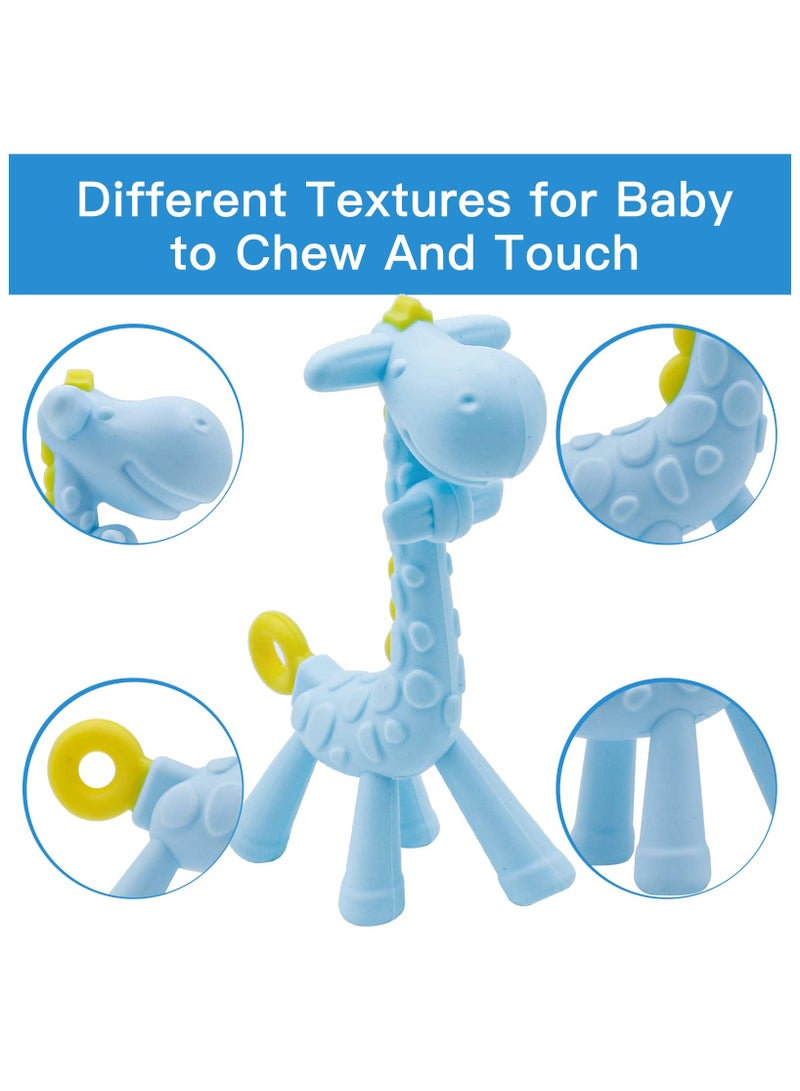 Mr. Penda 2 Pack Teething Toys for Baby, Teething Giraffe Toy, Silicone Baby Teether Toys, Easy to Hold and Clean Up, Teething Ring for 3 Months Above Infant Sore Gums Pain Relief (Blue)  - Image 3