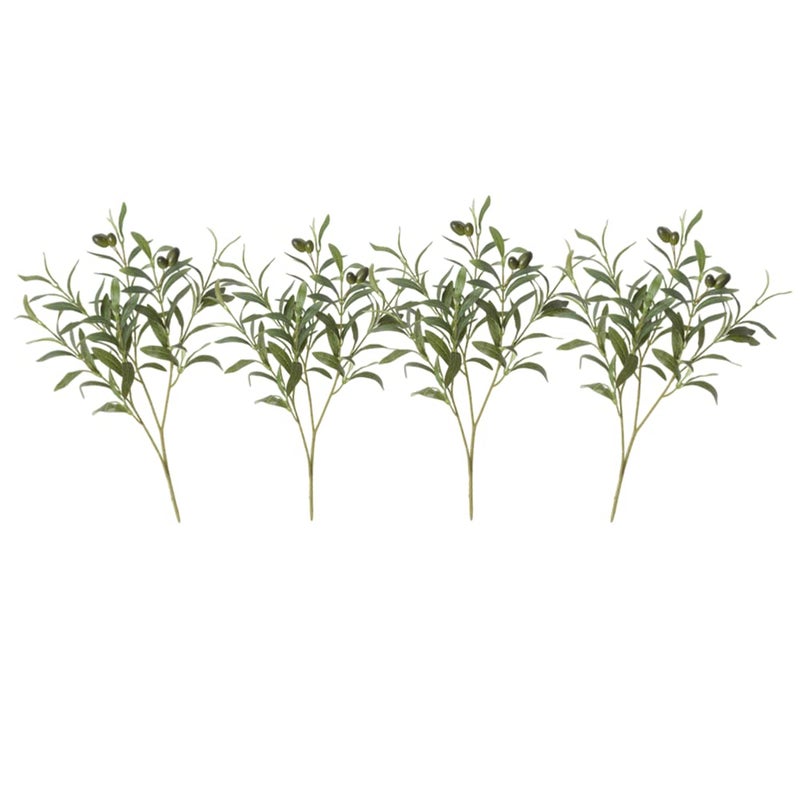 DODXIAOBEUL 4 Pcs Artificial Olive Branches for Vases 19 Inch Faux Olive Branch Stems Leaves with Fruits for Home Decor Weddings Party Vase Decorative Floral Arrangement
