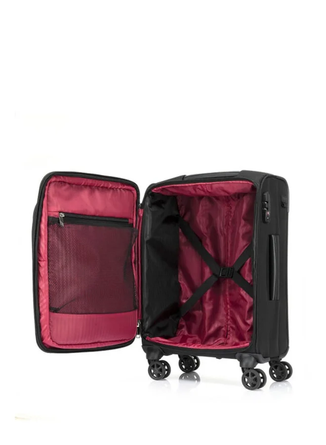 Samsonite  Vigon II Mobile Office Cabin Size 55 cm / 20 inch, Spinner Wheels, 100% Polyester, Black|Cross Ribbons|TSA Lock|Dual Tube Pull Handle|Inner Mesh Zippered Pocket - 2 Years International Warranty  | Best Price UAE