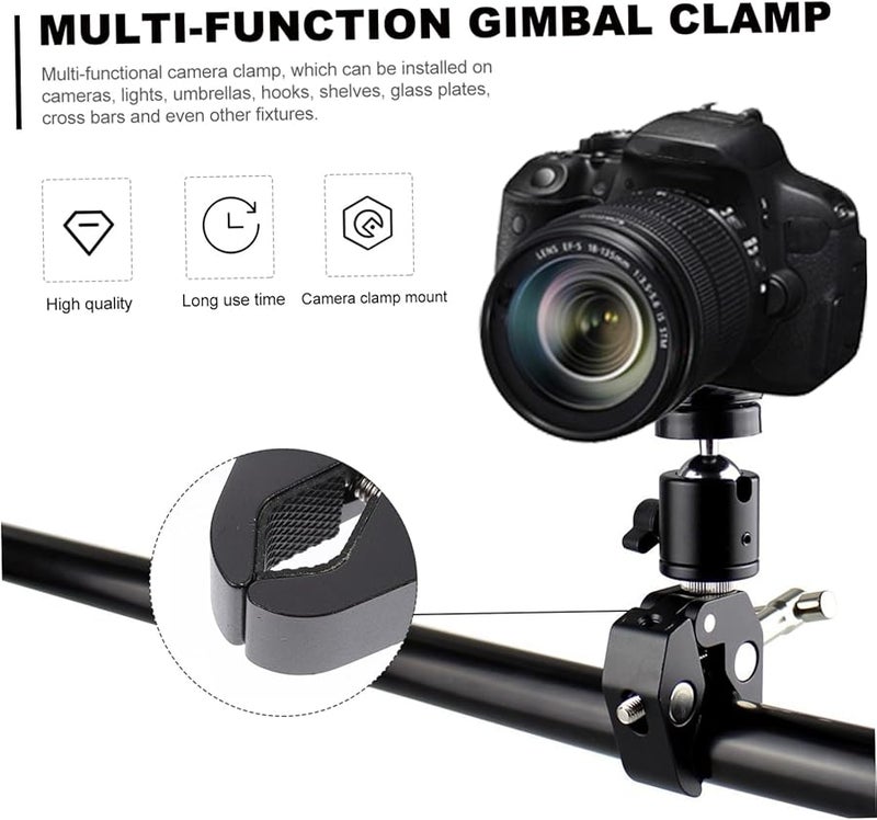 Heavy Duty Aluminum Alloy Camera Clamp Mount for Video Vlogging Lights and Rods 2PCS - Image 4