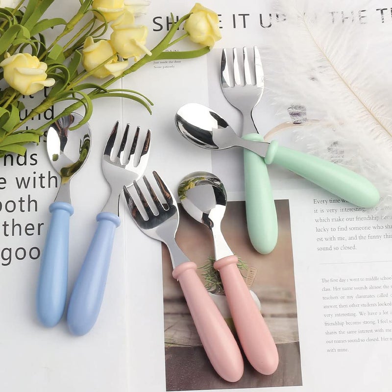 Pimoys 12 Pieces Toddler Utensils Kids Silverware Set Baby Forks and Spoons, Stainless Steel Childrens Safe Cutlery with Round Handle for Self Feeding, Dishwasher Safe - Image 5