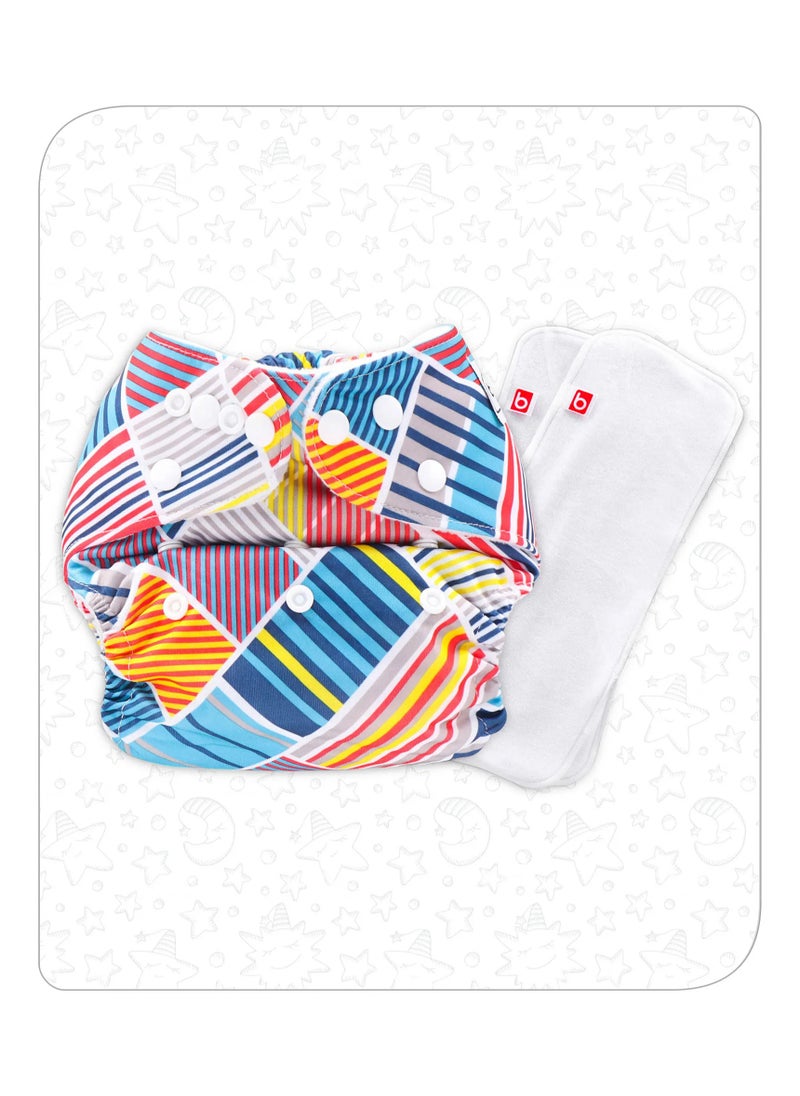 babyhug - Babyhug Reusable Cloth Diaper with SmartDry Inserts, Free Size - Multicolor - Image 1