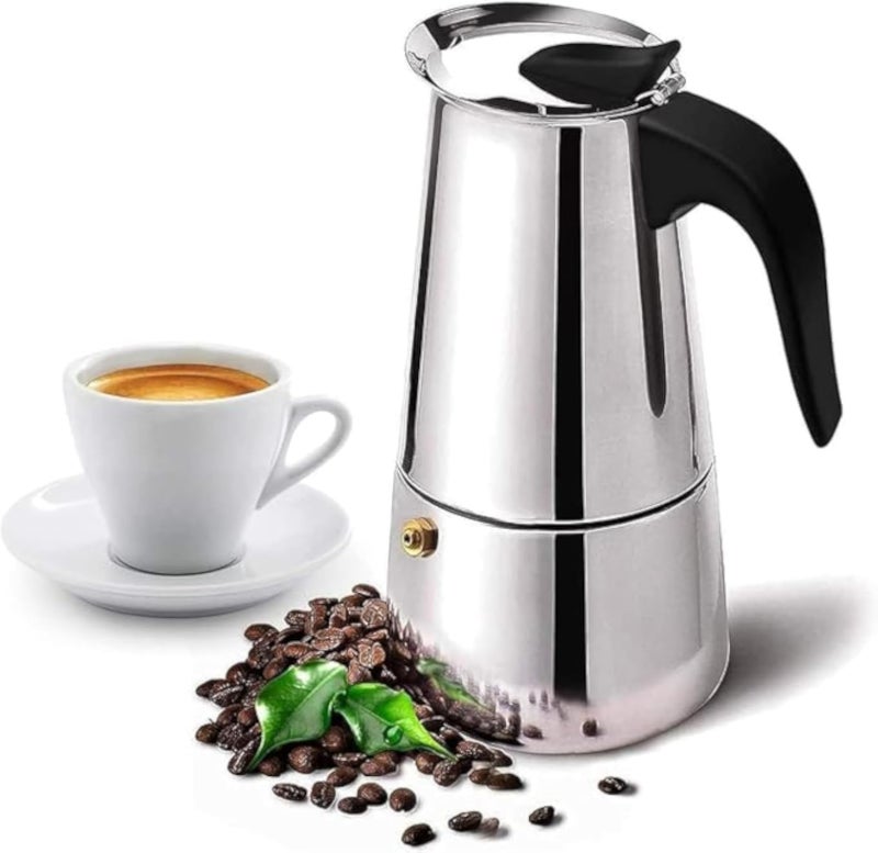 3D CREATIONS Coffee Stovetop Espresso Maker Stainless Steel, Moka Stove Pot, Percolator Carafe Coffee Maker for 2 Cups (Assorted Colors)