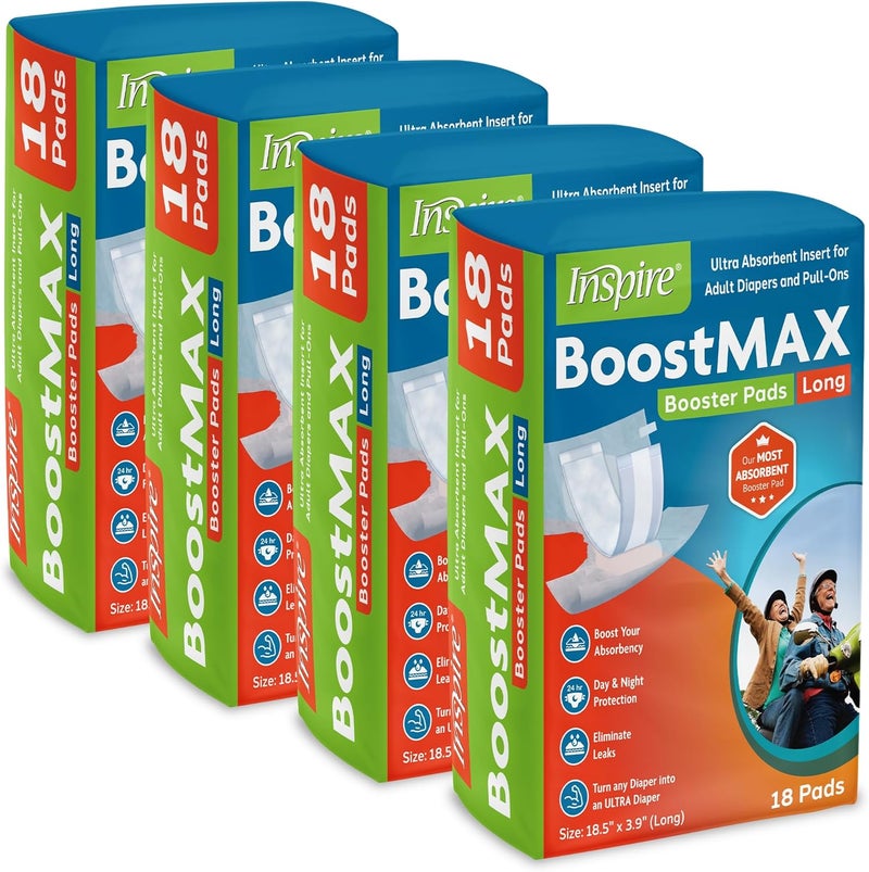 Inspire Incontinence Booster Pads Super Absorbent Extra Long  Pad Liner Women and Men  Inserts for Adult Diapers 5 Cups Absorbency 72 Count Money Back Leak Free Guarantee - Image 1