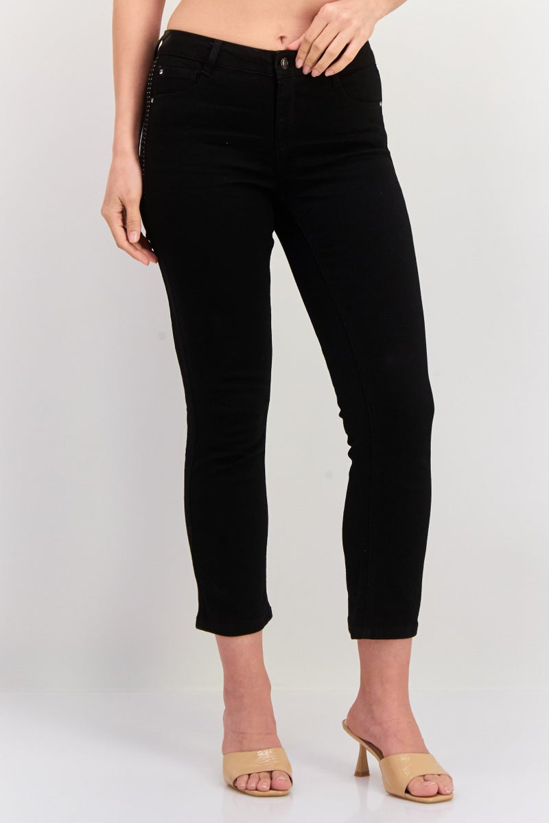 ONLY Women Mom Fit Solid Stretchable Denim, Black - Image 1