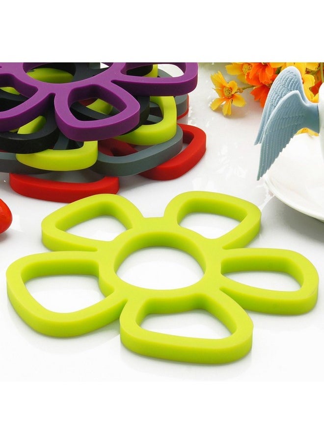 Prostuff.in Prostuff.in® Non-Stick Tableware Heat Resistant 250° & Cold Resistant -40°° Modern Home Decor Flower Shape Silicone Coasters for Home Kitchen Dining Table Decoration- Pack of 2 Multicolor  - Image 4