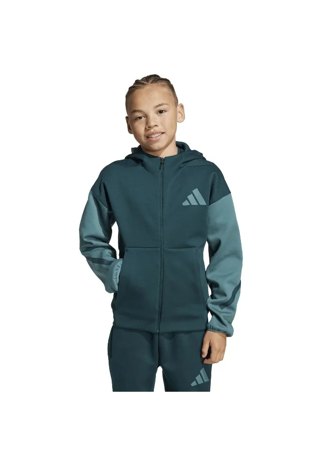 Adidas J Z.N.E.Fz Cb Green Training Track Tops For Junior 7-8Y