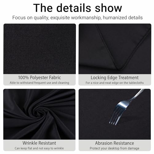 MRJ Black 70 Inch Round Tablecloths Stain and Wrinkle Resistant Washable Polyester Table Cloth for Wedding Dining Banquet Birthday Party Buffet - Image 4
