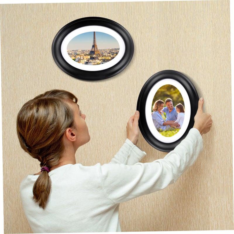 Oval Wood Photo Frame Black Seamless Design Wall Hanging Home Decor Picture Frame - Image 4