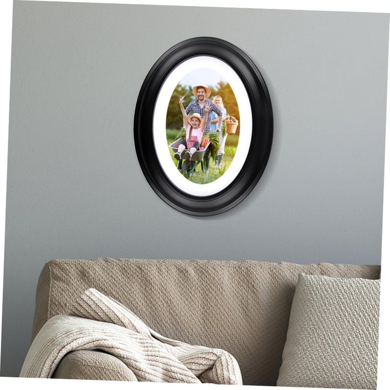 Oval Wood Photo Frame Black Seamless Design Wall Hanging Home Decor Picture Frame - Image 3