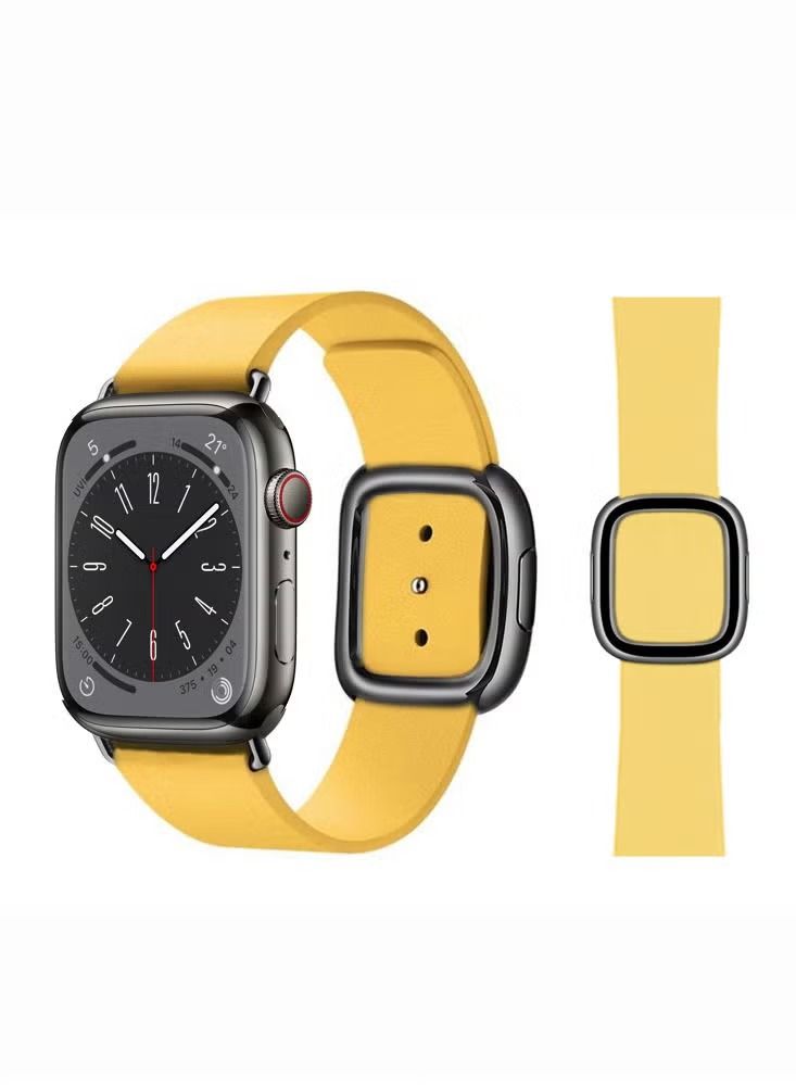 vesus Genuine Leather Replacement Band with Golden Buckle for Apple Watch Series 6/SE/5/4/3/2/1 44/42mm