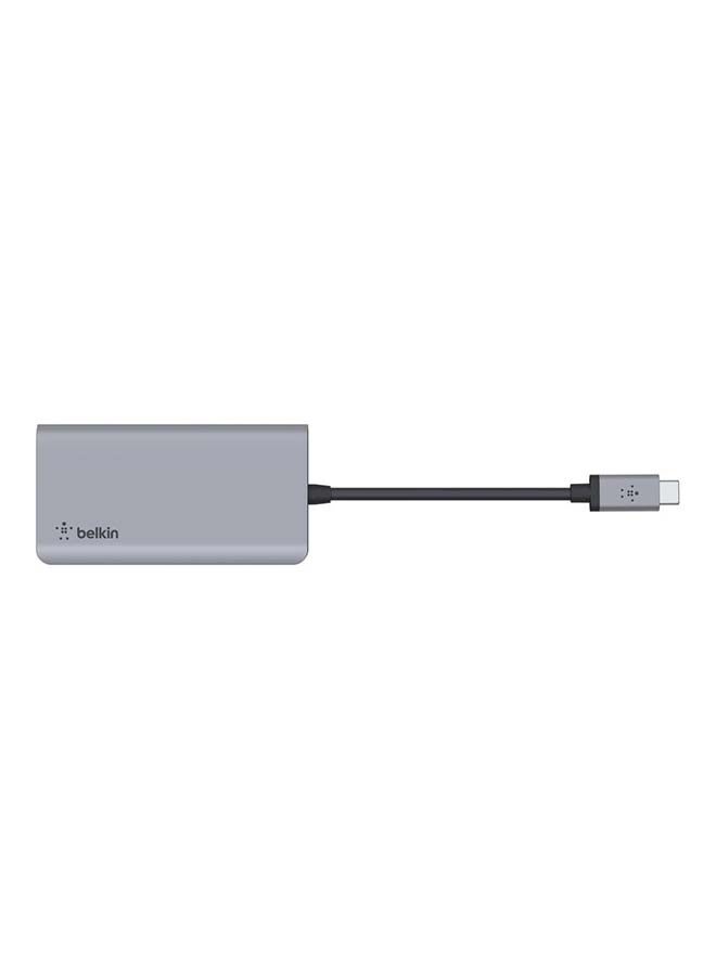 belkin 4 In 1 USB C MultiPort Adapter With 4K HDMI 100W Power Delivery Pass Through ChargIng 2 USB A Ports   Compatible With MacBook Pro MacBook Air iPad XPS And More Gray Gray - Image 2
