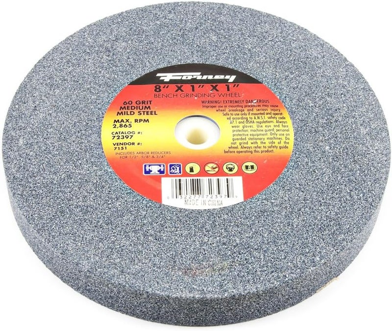 Forney 72398 Bench Grinding Wheel, Vitrified with 1-Inch Arbor, 36-Grit, 8-Inch-by-1-Inch - Image 1