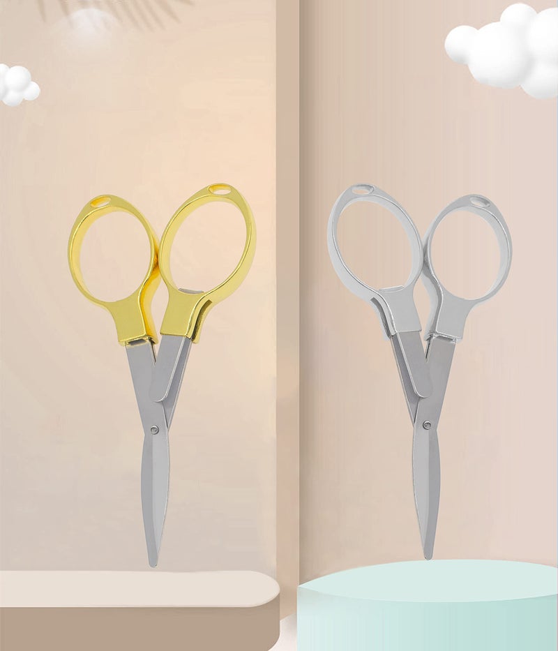 XINYIDAO 2 Pcs Small folding scissors small portable travel sewing scissors stainless steel telescopic scissors Fish line scissors Alloy scissors - Image 2