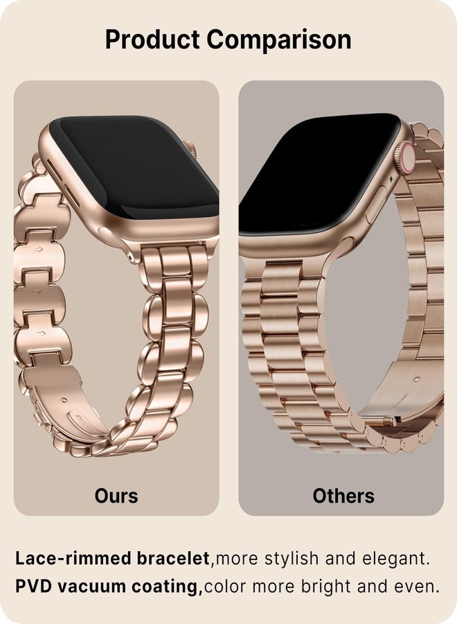 Fullmosa Metal Bands Compatible with Apple Watch 42mm 41mm 40mm 38mm for iWatch Series 11 10 9 8 7 6 5 4 3 2 1, SE3/2/1 for Women,Rose Gold - Image 4
