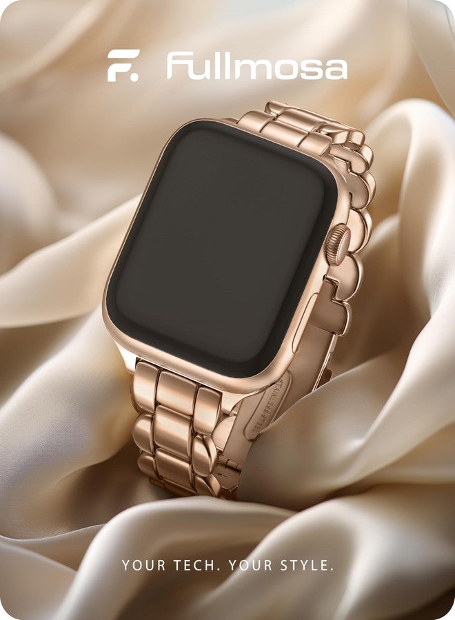 Fullmosa Metal Bands Compatible with Apple Watch 42mm 41mm 40mm 38mm for iWatch Series 11 10 9 8 7 6 5 4 3 2 1, SE3/2/1 for Women,Rose Gold - Image 2