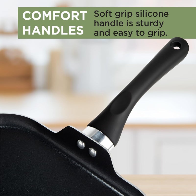 Ecolution Artistry Nonstick Square Griddle, Easy To Clean, Comfortable Handle, Even Heating, Dishwasher Safe Pots and Pans, 11-Inch, Black - Image 4