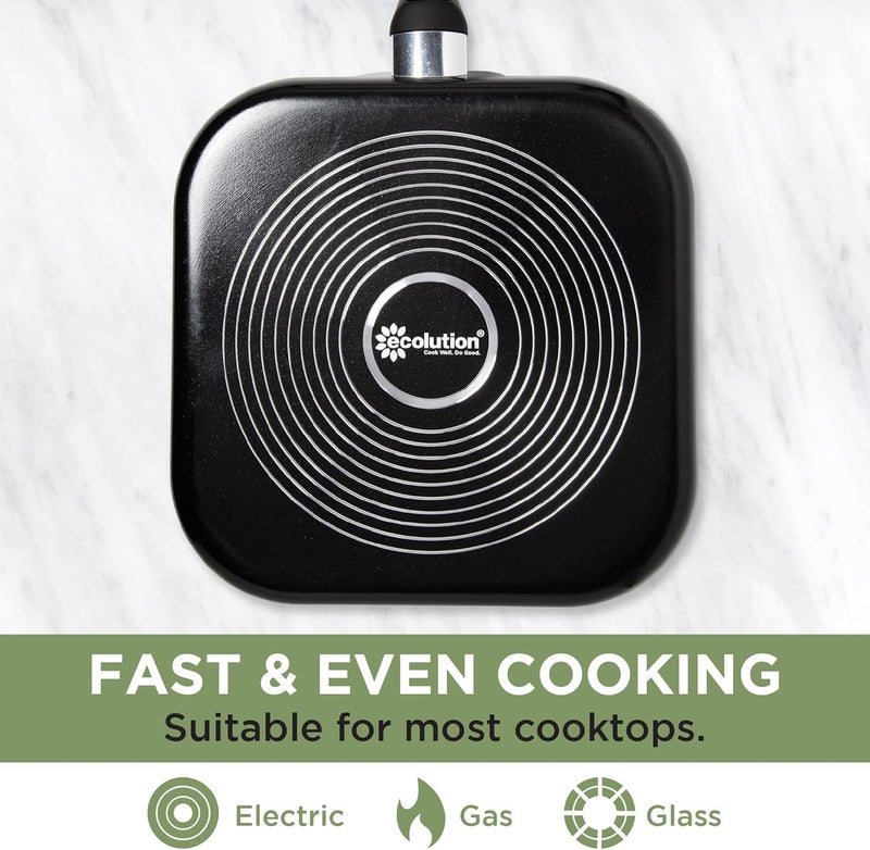 Ecolution Artistry Nonstick Square Griddle, Easy To Clean, Comfortable Handle, Even Heating, Dishwasher Safe Pots and Pans, 11-Inch, Black - Image 3