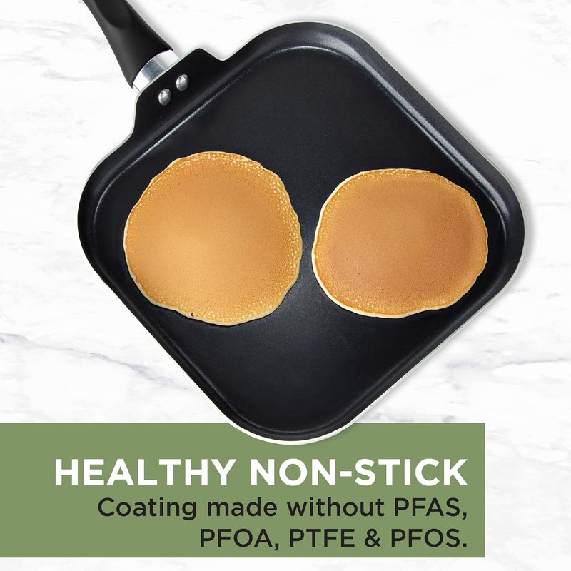 Ecolution Artistry Nonstick Square Griddle, Easy To Clean, Comfortable Handle, Even Heating, Dishwasher Safe Pots and Pans, 11-Inch, Black - Image 2