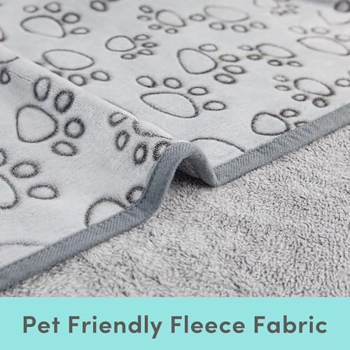 KolorFish Premium Soft Dog Blanket with Cute Paw Print, Cat Blanket Puppy Pads Supplies Dog Products Stuff Essentials (Medium 50 x 76 cm) Grey - Image 3