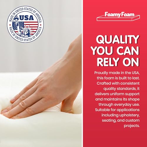 Foamy Foam High Density 1 inch Thick, 30 inch Wide, 72 inch Long Upholstery Foam, Cushion Replacement - Image 3