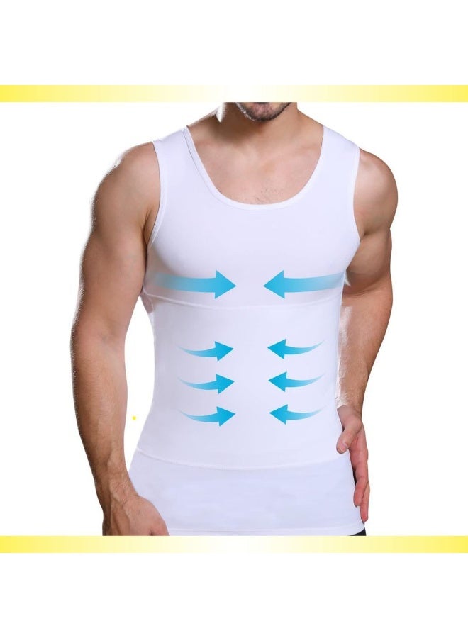 Mens Slimming Body Shaper Vt Cht Abdomen Comprsion Tank Top Belly Hiding Undershirts - Change In Seconds - Image 1