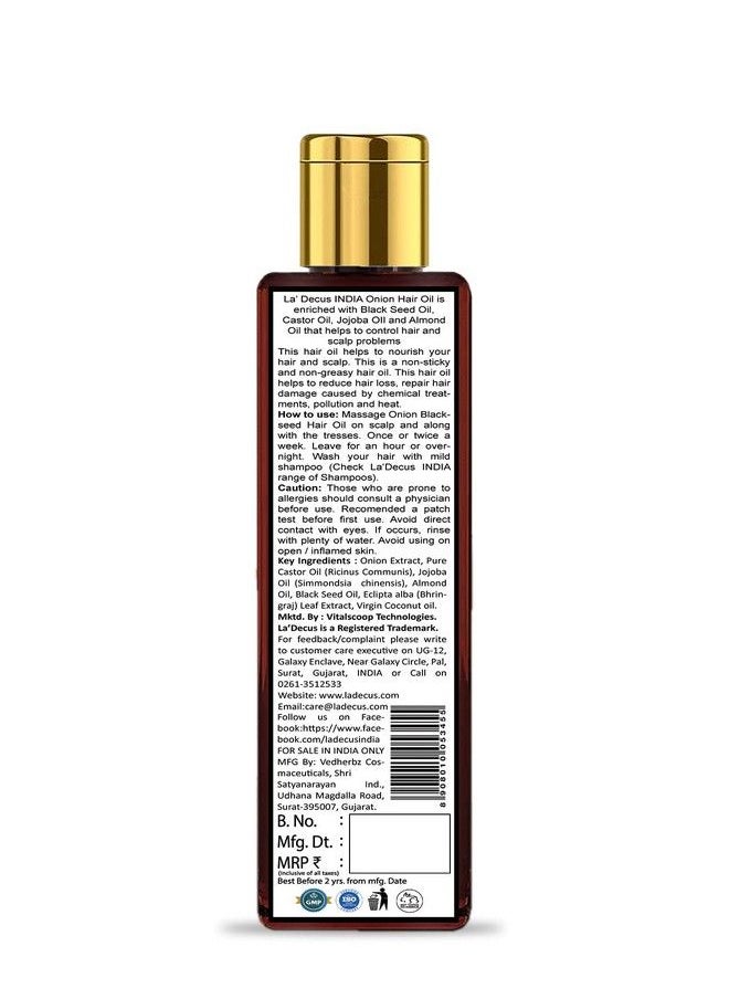 La' Decus INDIA - La’ Decusindia Onion Hair Care Kit With Onion Black Seed Hair Oil + Conditioner + Shampoo For Hair Growth With Anti Dandruff And Damage Control Properties Combo Kit Pack Of 600 Ml - Image 1