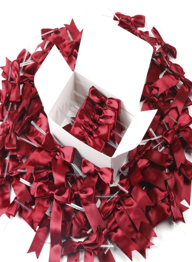 Rokateam Christmas Decorations,80 Pcs Twist Ties Red Gift Wrap Bows – 2.5 Inch Ribbon Bows for Christmas Tree, Holiday Gifts, Valentine's Day, Baby Shower, Wedding, DIY Crafts & Party Decorations - Image 1