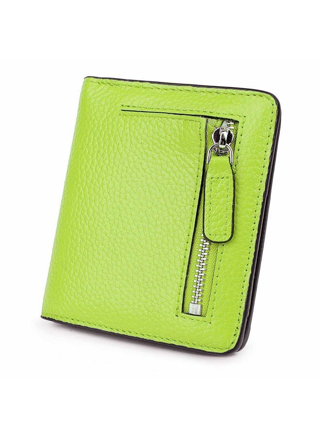 AINIMOER Small Leather Wallet for Women, Ladies Credit Card Holder RFID Blocking Women's Mini Bifold Pocket Purse, Light Green - Image 1