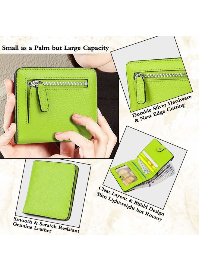 AINIMOER Small Leather Wallet for Women, Ladies Credit Card Holder RFID Blocking Women's Mini Bifold Pocket Purse, Light Green - Image 3
