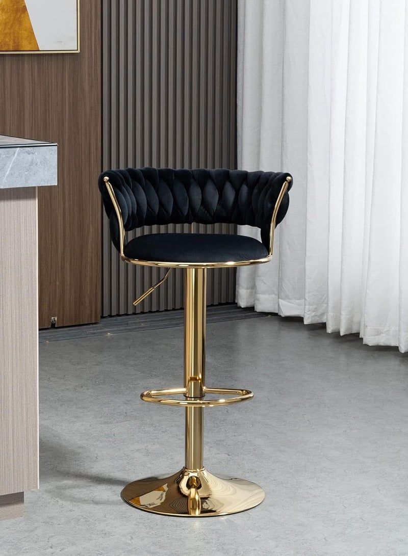 DubaiGallery Luxury bar Stool,Modern Round Adjustable Reception Chair, Gold Velvet Bar Chair, Kitchen high Dining Chair , Height Adjustable and 360° Swivel. Suitable for bar, Home, offce, Cafe - Image 2