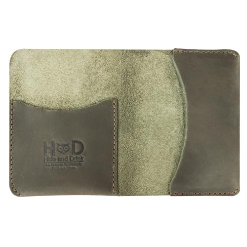 Hide & Drink, Bifold Card Holder Handmade from Full Grain Leather, Credit Card Storage, Money Organizer, Cash Case, Minimalist Wallet :: Dark Jade - Image 1
