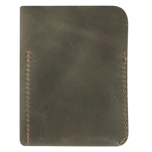 Hide & Drink, Bifold Card Holder Handmade from Full Grain Leather, Credit Card Storage, Money Organizer, Cash Case, Minimalist Wallet :: Dark Jade - Image 5