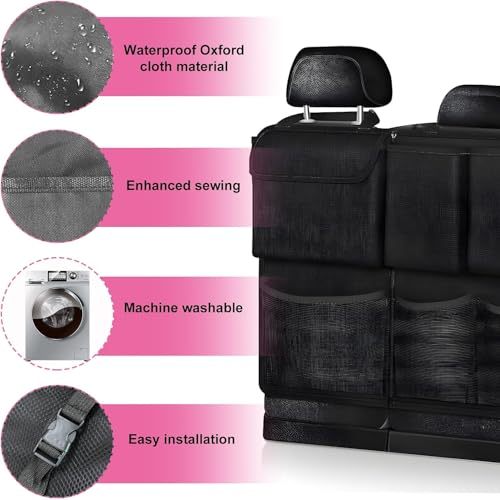 JVCV® Large Capacity Backseat Trunk Organizer for Car SUV & MPV – Foldable Multi-Pocket Storage Bag with Adjustable Straps | Waterproof Durable Car Boot Organizer for Travel & Daily Use (Black) - Image 3