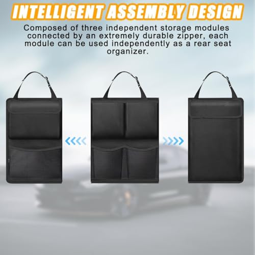 JVCV® Large Capacity Backseat Trunk Organizer for Car SUV & MPV – Foldable Multi-Pocket Storage Bag with Adjustable Straps | Waterproof Durable Car Boot Organizer for Travel & Daily Use (Black) - Image 2