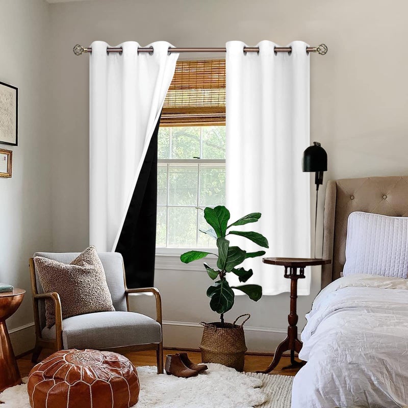 BGment White Blackout Curtains 63 Inch Long - Black Out Curtains for Bedroom Thermal Insulated Curtains for Winter Grommet Total Room Darkening Window Drapes, 2 Panels, 42 x 63 Inch - Image 2