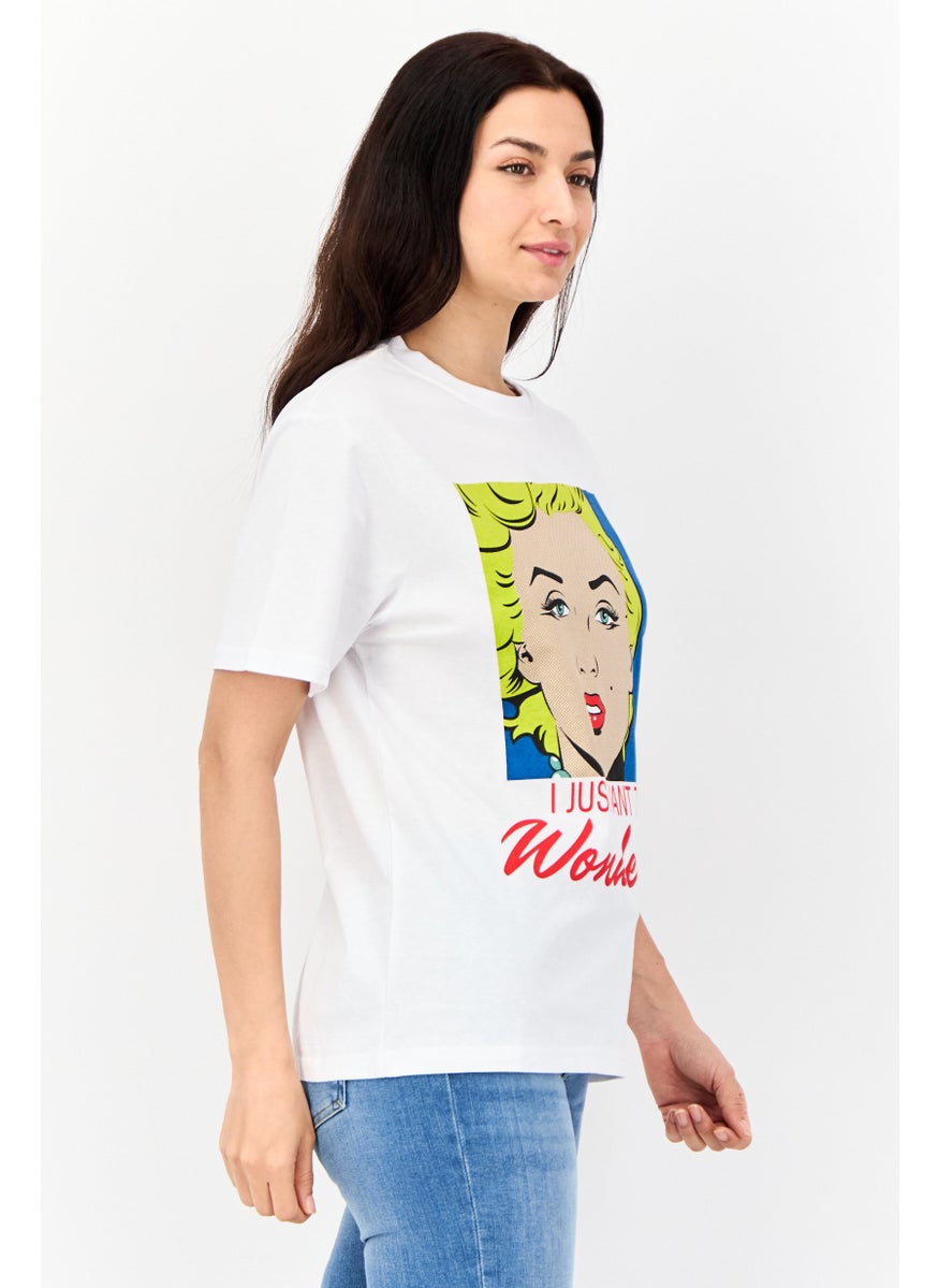 Marilyn Monroe - Women Oversized Fit Crew Neck Short Sleeves Graphic Print T-Shirt, White - Image 1