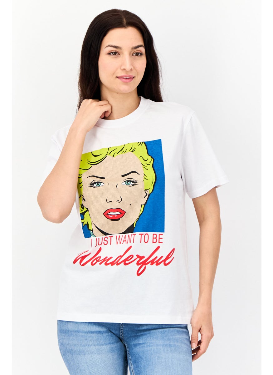 Marilyn Monroe - Women Oversized Fit Crew Neck Short Sleeves Graphic Print T-Shirt, White - Image 1