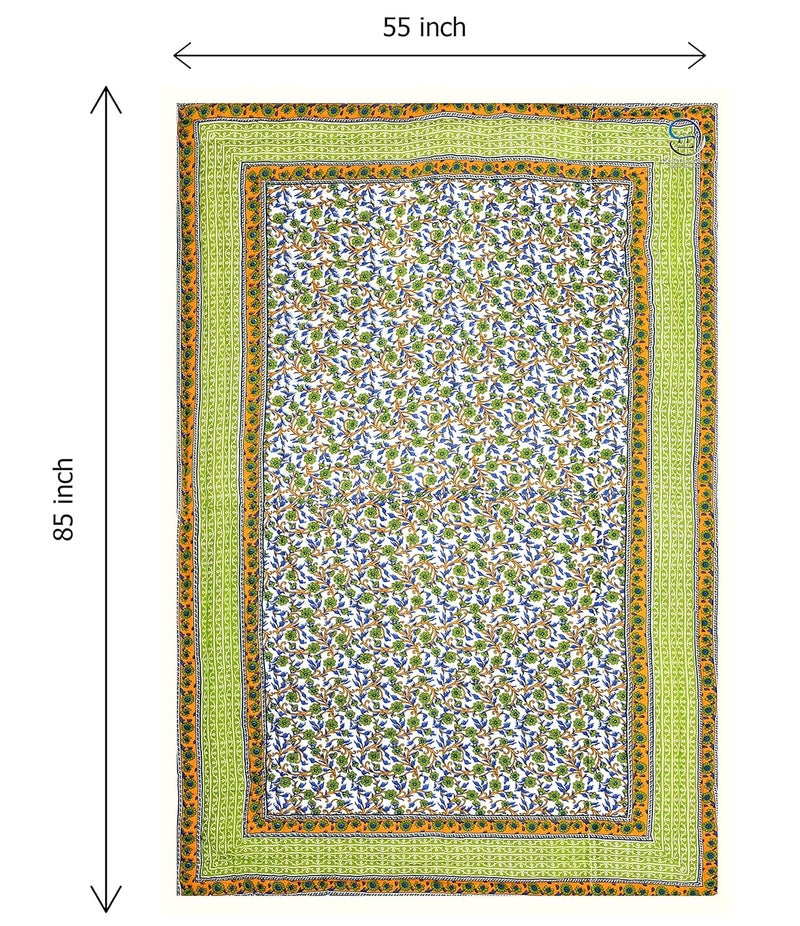 THROWS HOME DECOR بطانيات منزلية 400 TC سرير مفرد راجاي قطن جايفوري خفيفة الوزن تقليدية من راجستان 85 × 55 بوصة خضراء عبوة من 2 - Image 5
