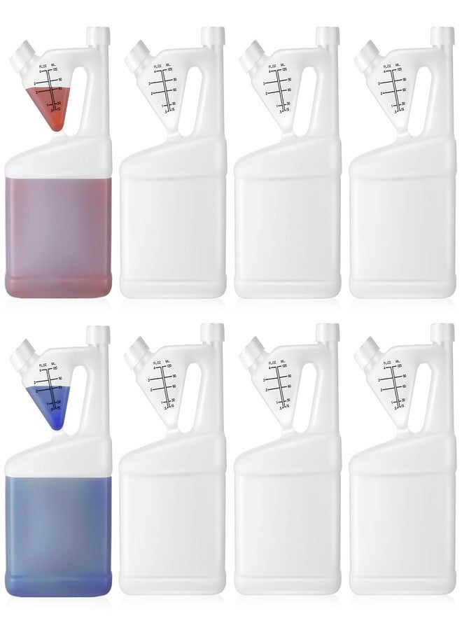 Yiyiring 8 Pcs 32oz Tip Measure Containers Tip and Pour Measuring Containers HDPE Chemical Measuring Cups with Lids Plastic Bottle, up to 4oz Capacity (32oz) - Image 1